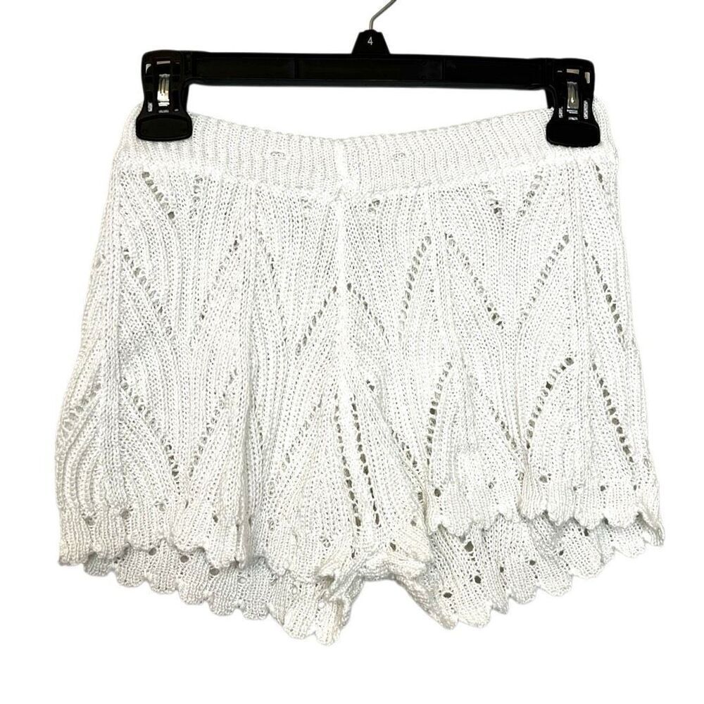 Charlotte Russe Pointelle Knit Elastic Waist Pull On Casual Shorts White Size XS